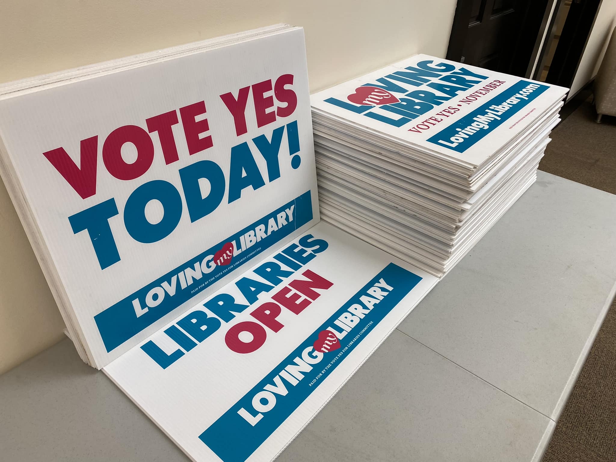 Loving My Library campaign signs